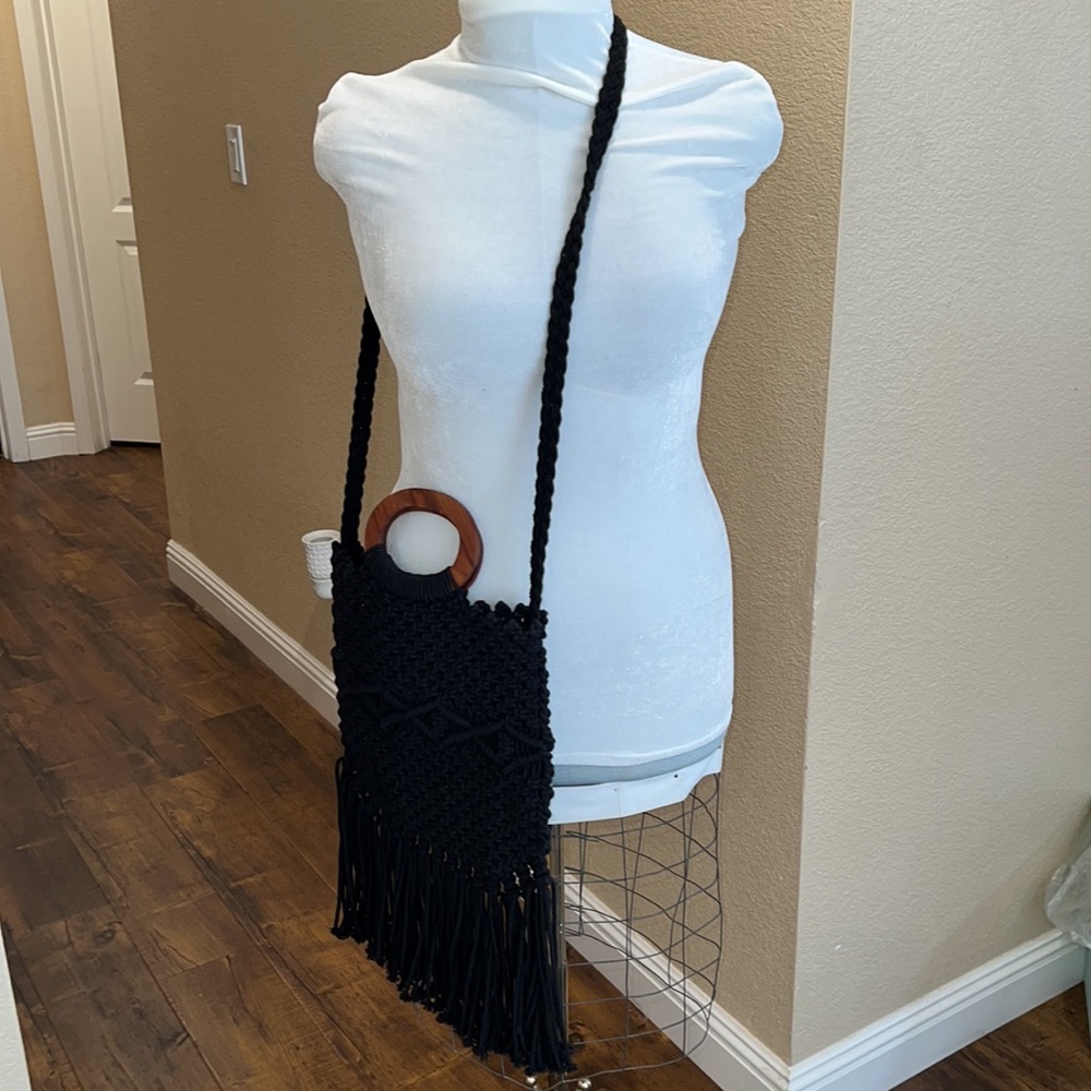 Danielle Nicole Fringe Hippie Boho Crochet Satchel - image 4